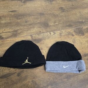Baby Nike and Jordan Black and Gray Hat Set Of 2 Size 0-6 Months
